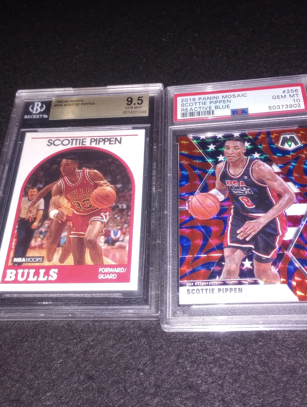 Scottie PIPPEN 2 Graded LOT 1989-90 BGS 9.5 + PSA 10 2019 Panini Mosaic Blue - Picture 2 of 6